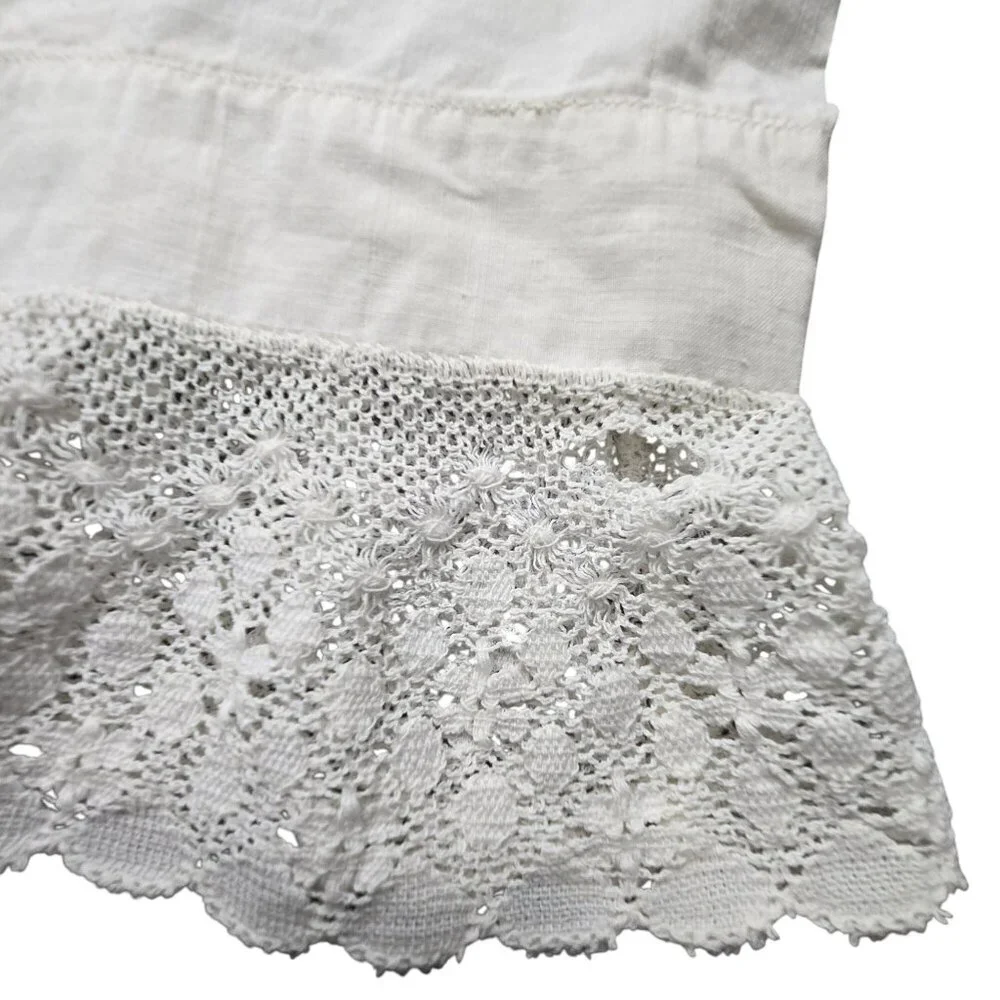 Vintage White Cotton & Crochet Lace Pillowcases Set of 2 READ CM2107